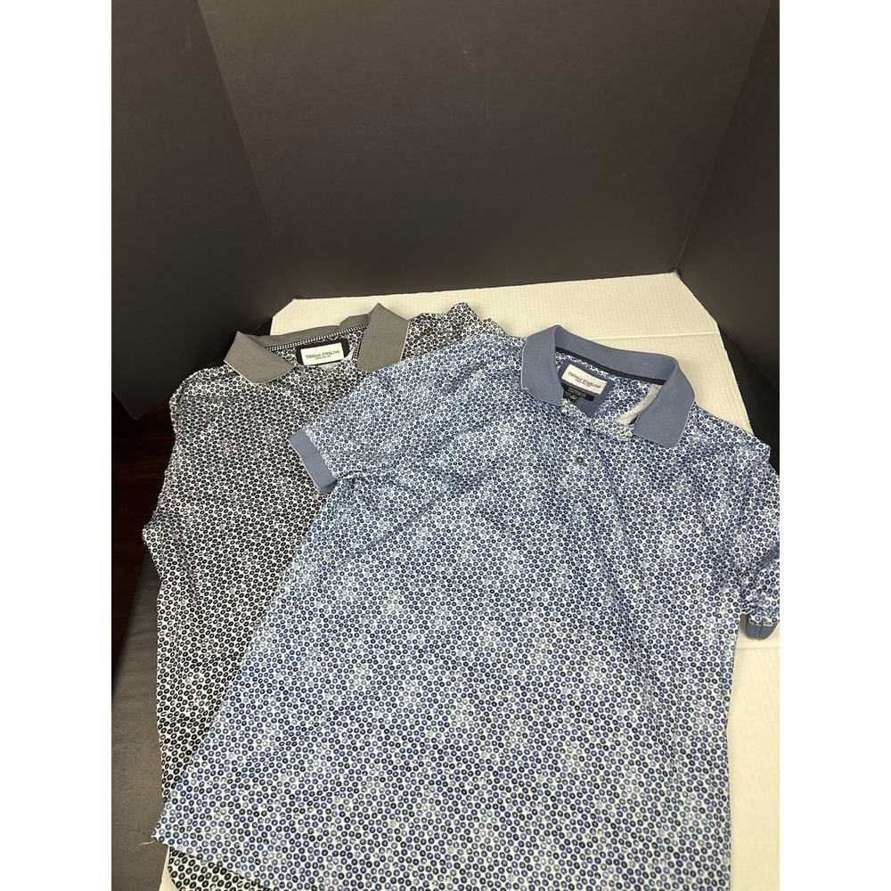 Lot Of 2 Thomas Sterling 4 Way Stretch Polo Shirts Bundle Mens Sz L Blue & Gray